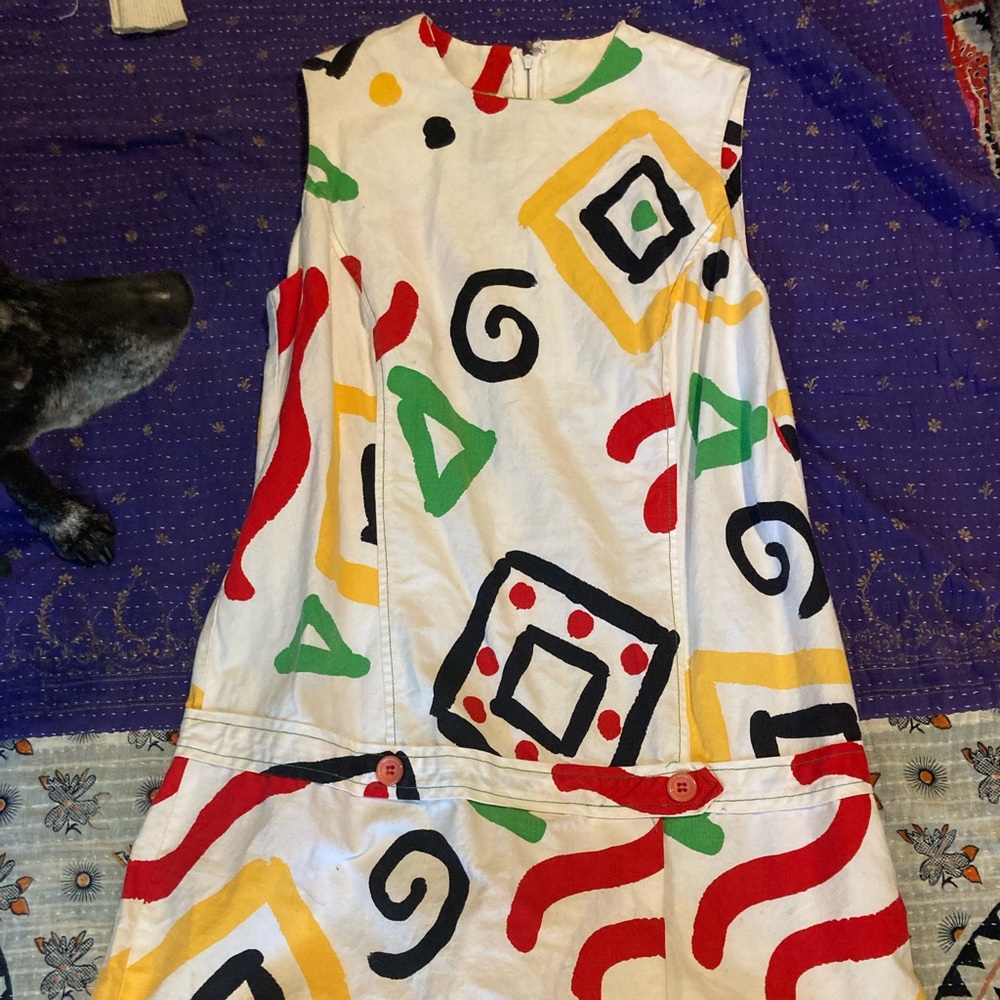 Vintage 1960s romper - skort - abstract print